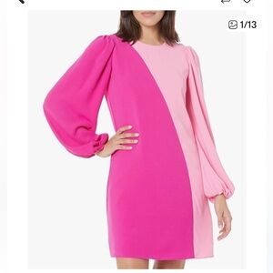 Trina Turk Colorblock Pink Dress says extra large and an extra small